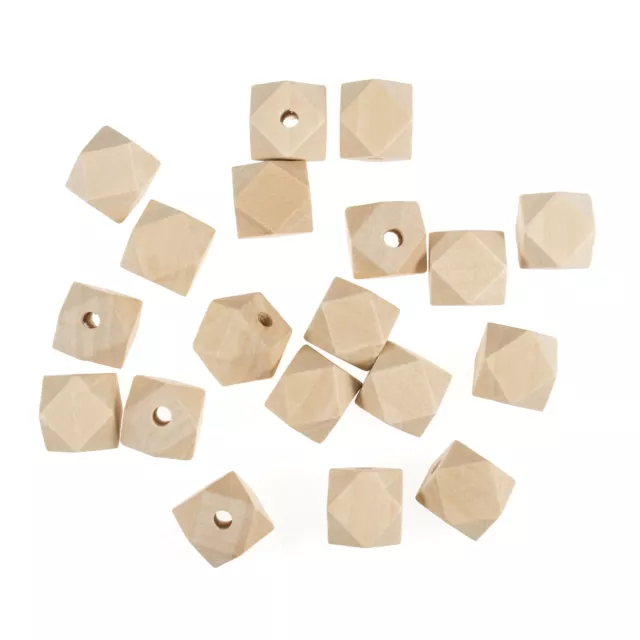 Trimits 20mm Geo Cut Wooden Beads 5mm Centre Hole - 50 Pieces