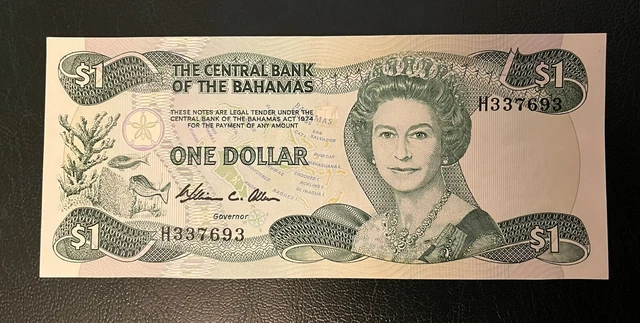 Bahamas Banknote One Dollar Series 2000s 1$ QEII Queen Elizabeth II