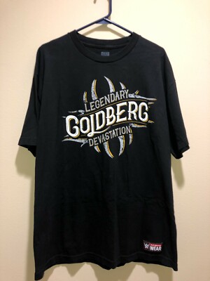 Bill Goldberg XL Legendary Devastation WWE Authentic Wear 2Sided Black T-Shirt
