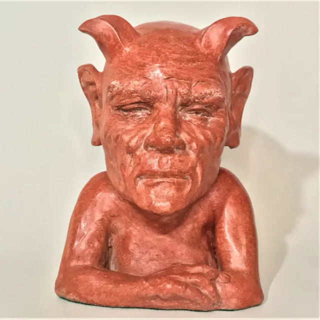 Handmade Red Devil Figurine, a Signed Spiritual Collectible, Indoor or Outdoor