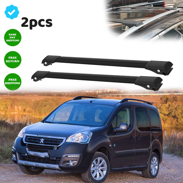 Barres de toit transversales acier pour Peugeot Partner II 2008-2018 TÜV Noir 2x