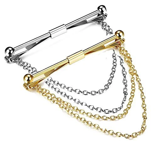 2PCS Tie Collar Bar Pin Set for Men Classic Collar Clip Collar Bar Pin with H...
