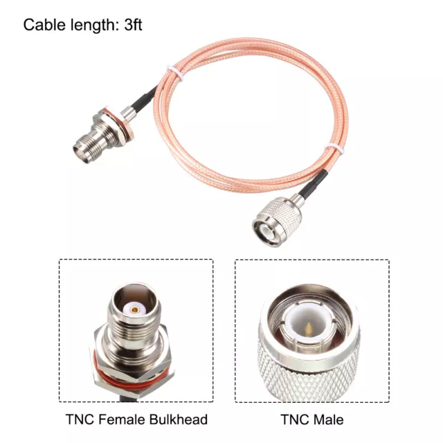 RG316 RF Coaxial Cable TNC Male to TNC Female Bulkhead Pigtail Jumper Cable 3 Ft 2