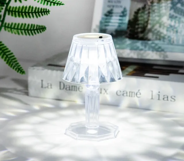 Mini Lampada Tavolo Comodino Diamantata Effetto Cristallo Luce Fredda Decorativa
