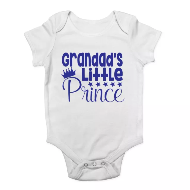 Grandad's Little Prince Cute Blue Boys Baby Vest Bodysuit Baby Grow
