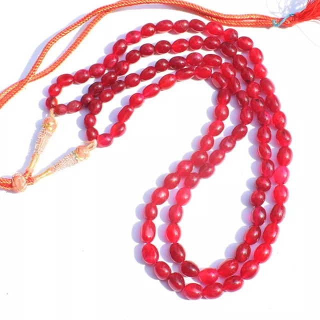 435 Cts 2 Strand Enhanced Ruby Oval Shape Beaded Necklace Jewelry SK 41 E455