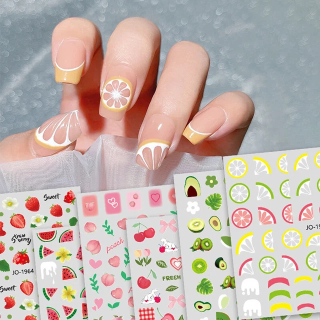 Pegatina Manicura Hágalo usted mismo Estilo Francés Verano Frutas 3D Uñas Arte Colorf ⭐