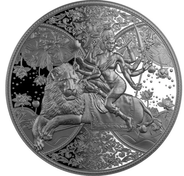 2023 Cameroon Hindu Goddess Durga 1oz Silver High Relief BU Coin w/ COA