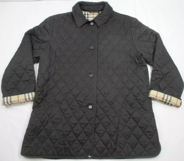 Burberry London Checked Quilted Diamond Black Jacket Women's Size M