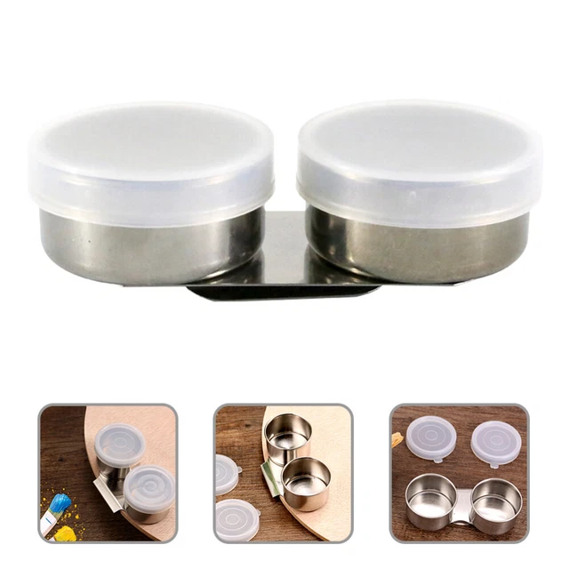 Cepillos de mezcla de pintura al óleo de acero inoxidable doble taza de plástico plateado