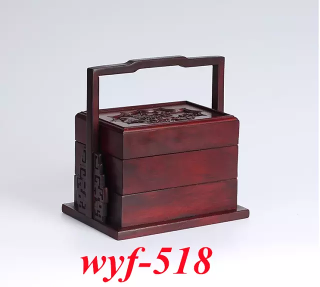 6.2" China rosewood Pure handmade engrave Basket Ming and Qing carved wooden box