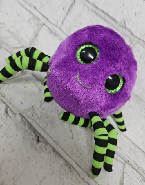 TY BEANIE BABY Boos Crawly Purple Spider Green Black Striped