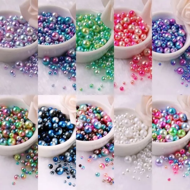 Pearl Acrylic Bead No Hole Round Beads DIY Nail Art Scrapbook Decor 3/4/5/6/8mm 2