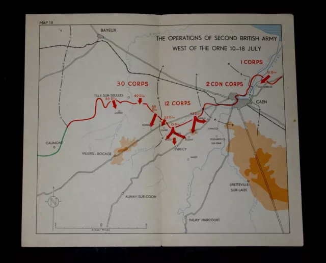 THE OPERATIONS OF SECOND BRITISH ARMY WEST OF THE ORNE 10-18 LUGLIO 1944, Mappa seconda guerra mondiale