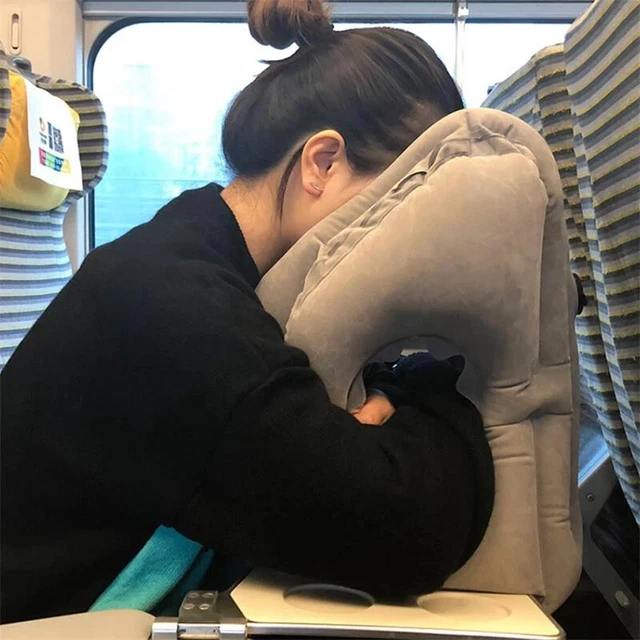 Inflatable Air Cushion Travel Pillow Headrest Chin Support Cushions for Airplane