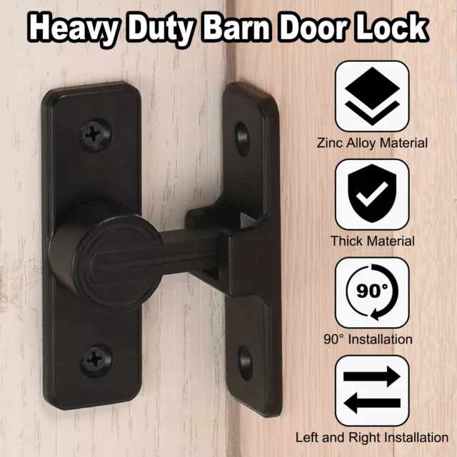 Barn Door Lock Latch 90 Degree Sliding Barn Door Locks Hardware Flip Black 3