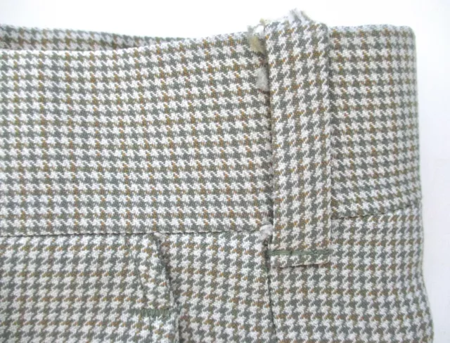 Vtg 70s Green Gold Houndstooth Check Polyester Disco Pimp Flare Leg Pants 34