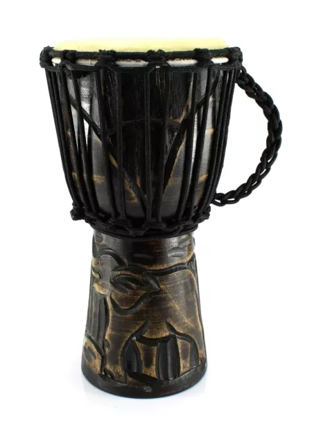 budawi® - Djembe Trommel 30 cm Bongo" Elefant" Afrika Art Ziegenleder Handarbeit