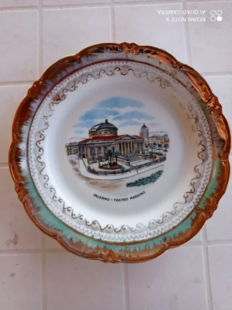 Vassoio piatto da portata in porcellana oro diametro  24 cm vintage