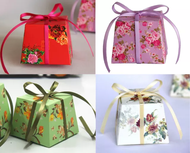 Wedding/Party/Table Sweets/Candy Favour Boxes With Ribbon Tie floral patterns
