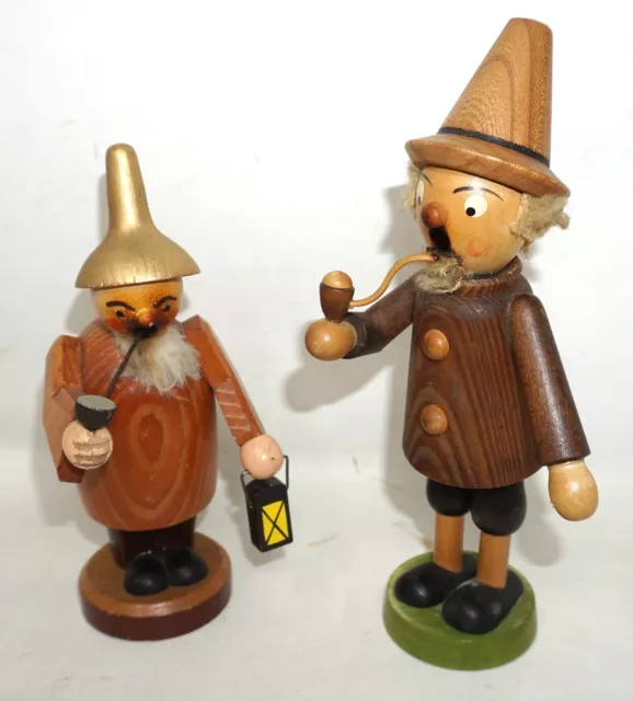 Räuchermann Räuchermännchen Erzgebirge 2 Stück DDR 15/20 cm benutzt