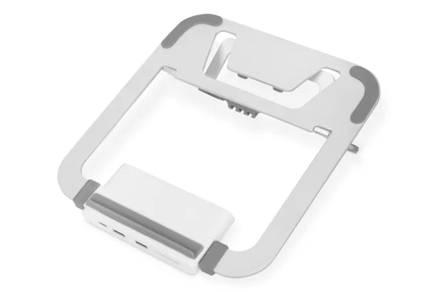 Digitus Variabler Notebook-Ständer mit  USB-C Docking Station, Weiß/Silber, NEU