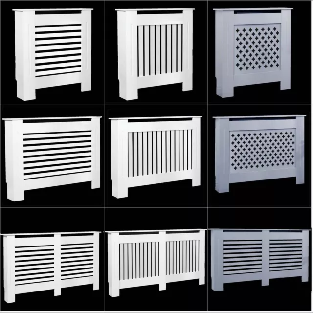 White Radiator Cover Cabinet Small Large Modern MDF Slat Wood Grill Furniture