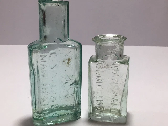 2 Nice SANDS MANCHESTER MARSHALL CEMENT Early Victorian Old Not Ink Bottles J39