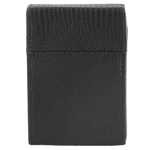 (Black)Medium Cigarette Case Men's Portable Protection Function PU Cigarette