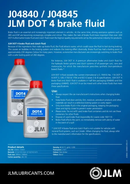 DOT4 dove il produttore prescrive liquido freni a base sintetica 1 litro