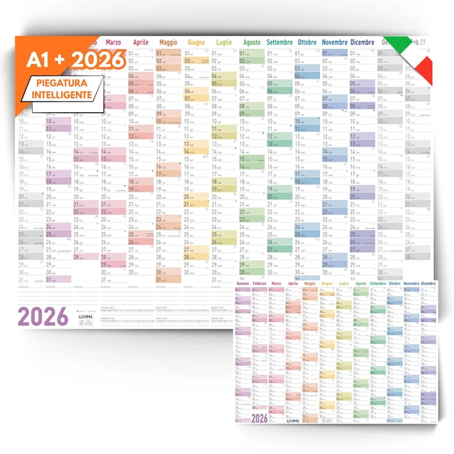 CALENDARIO 2026 DA Parete A1 XXL In Italiano 88x62 Cm Multicolor 15 calendario-2026-da-parete-a1-xxl-in-italiano-88x62-cm-multicolor-15