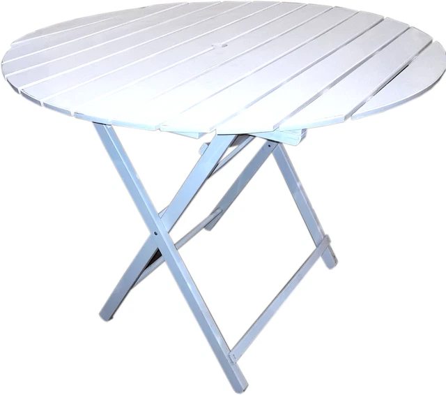 Tavolo Legno Stecche Vintage  Colore Bianco diam 100