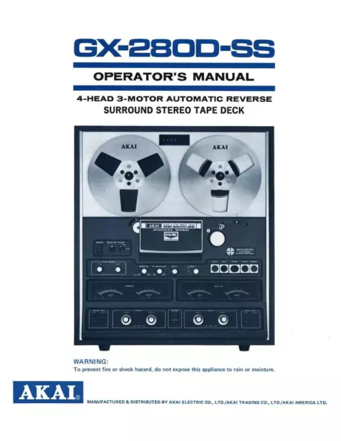 Bedienungsanleitung-Operating Instructions für Akai GX-280 D-SS