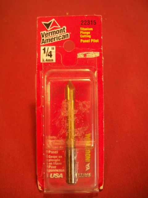Vermont American Titanium Plunge Cutting Panel Pilot 1/4" Router Bit, NIB