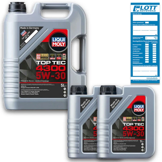 7 LITER LIQUI Moly engine oil engine oil top Tec 4300 5W30 1x 5L 2x 1L