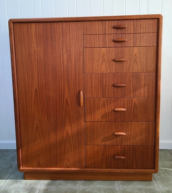 Vtg 1960s DYRLUND Mid Century Modern Denmark Teak Armour Highboy Dresser Cabinet