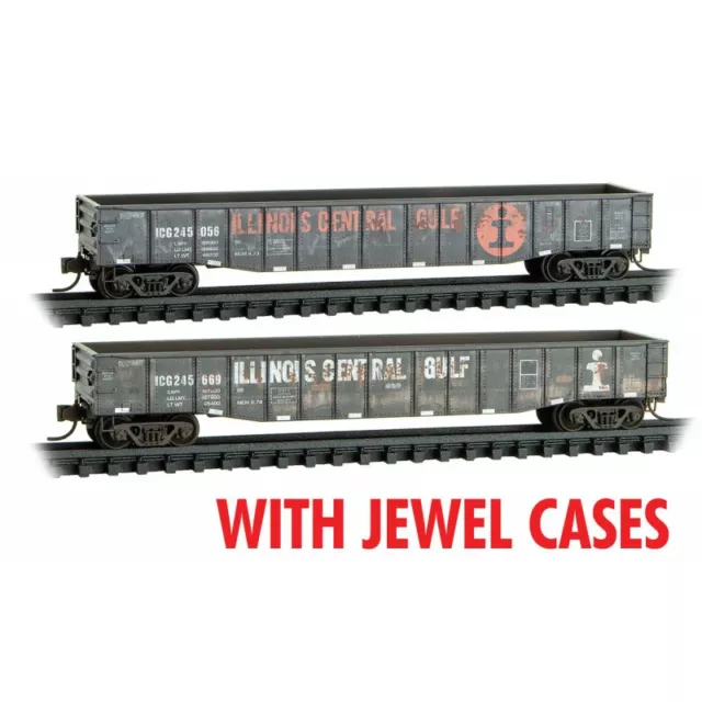 N Scale MICRO TRAINS 983 05 044 ICG Illinois Central Gulf  weathered  Gondolas