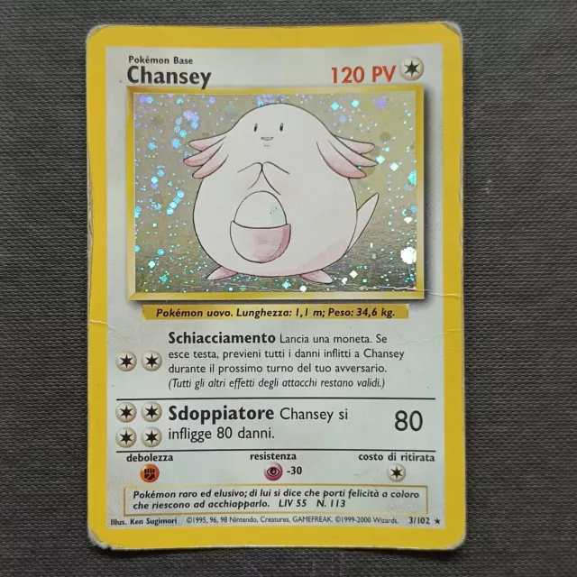 Carta Pokemon Chansey Holo ITA Set Base 3/102 vintage rara 1999 WOTC