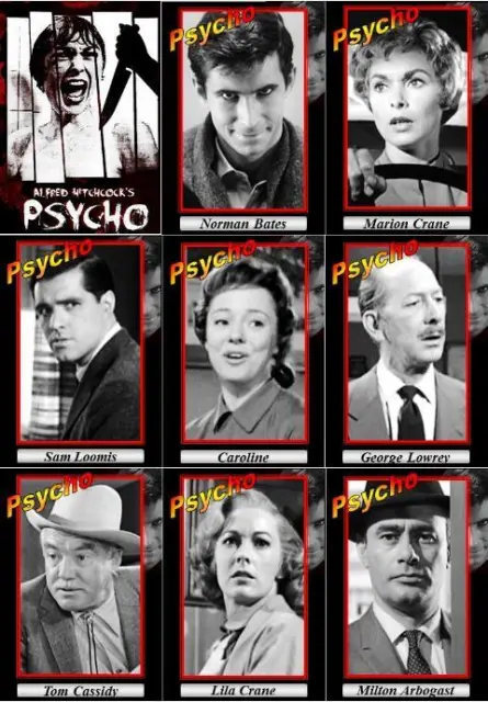 Psycho movie trading cards. 1960 classic Horror Norman Bates Motel Hitchcock