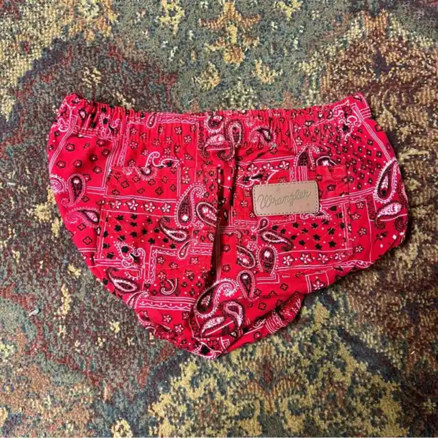 Vintage Wrangler Diaper Cover Red Paisley Bandana Print 12 Month