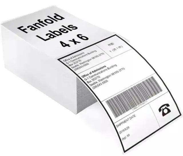 4000 Fanfold 4" x 6" Direct Thermal Labels. Shipping / Barcode Labels Zebra UPS