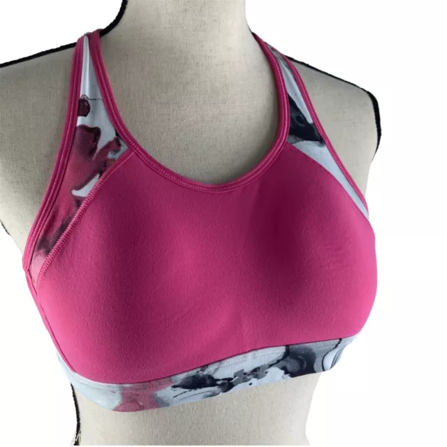 Under Armour UA Womens Breathelux Mid Sports Bra Pink Camo 1321897 634 Sz XS