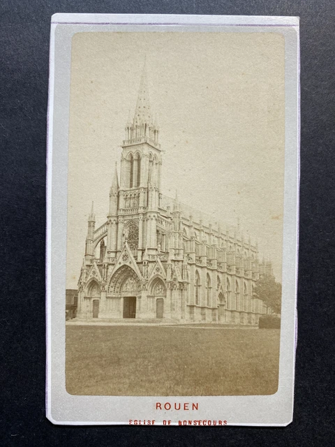 Photo Vintage Normandie – L’Église D’Eu, Tirage Albuminé, Circa 1879