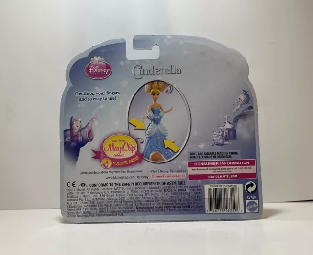 Dijes de pulsera de muñeca Cenicienta Princesa Disney Magiclip nuevo en caja 2