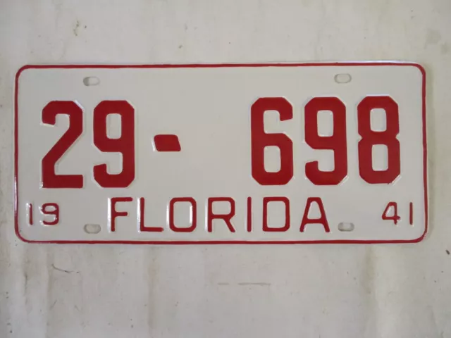 1941  Florida   License Plate Tag   BRILLIANT CLEAR TO REGISTER YOM CHEVY FORD