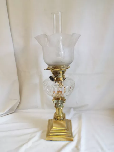 Super antique Messengers duplex burner oil lamp.