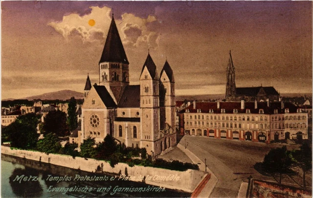 CPA AK METZ TEMPLEs protestants et Place de la Comedie Evangelische. (454966)