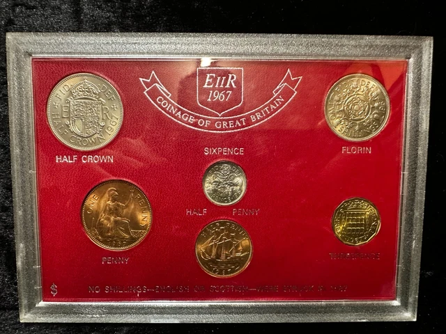 Great Britain, QEII 1967 Coin Type Set in Sandhill Style Case, BC287
