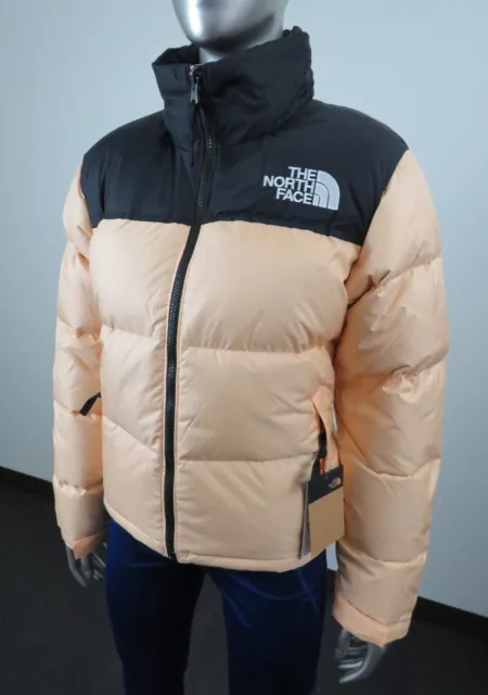 Womens The North Face 1996 Retro Nuptse Puffer 700-Down Hooded Jacket - Apricot