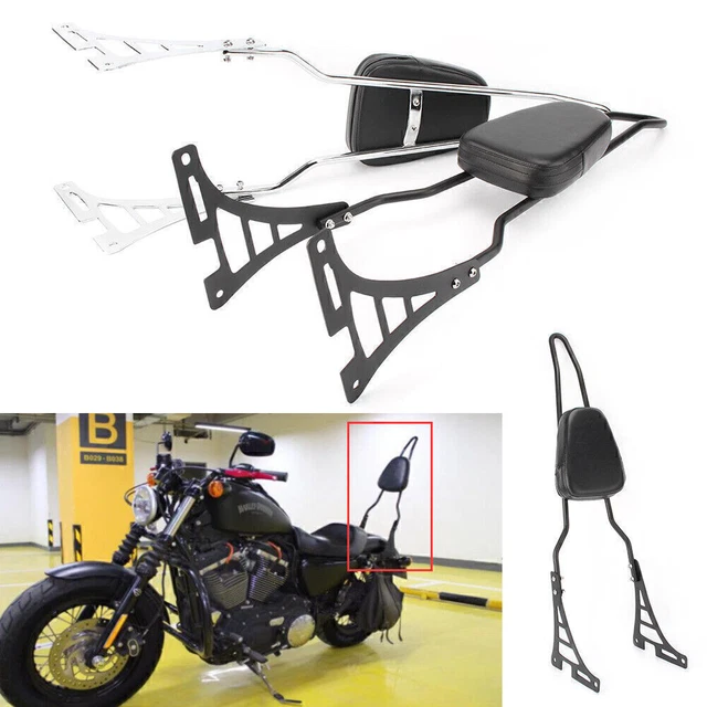 Rear Passenger Backrest & Steel Sissybar For Harley Sportster XL883 1200 2004-up